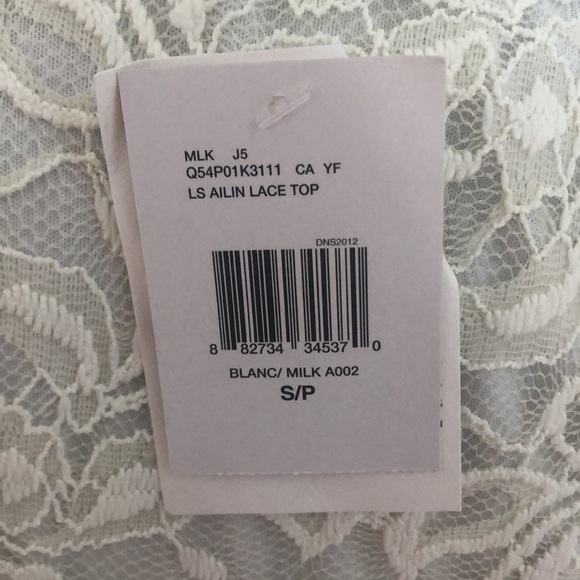 Ladies NWT Guess White Lace 3/4 sleeve Crop Top - Size Small - Picture 5 of 6